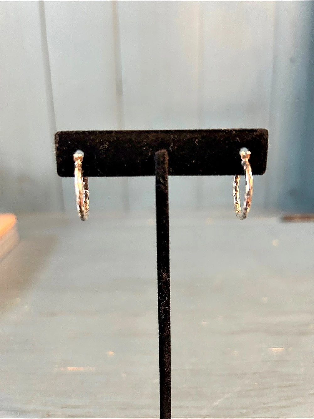 Textured Hoop Earrings in Sterling Silver 925 Stamped - Like New Condition
